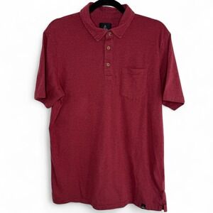 prAna Organic Cotton Blend Polo Shirt Burgundy Heather Red Mens Medium Casual